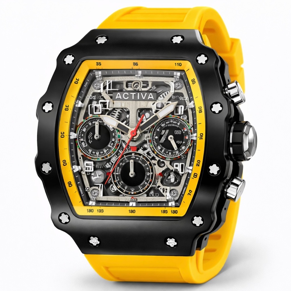 Activa Fury X Invicta Men's Watch w/ Skeleton Dial - 44.3mm, Yellow (ACW2305-021